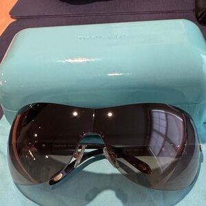 Tiffany & Co. Black and Gold Sunglasses with case